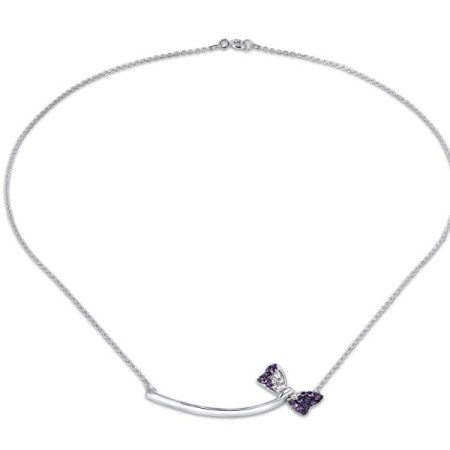 Sterling Silver w/ Black White Plating Necklace Amethyst,White Topaz (N310537AWTSK925)