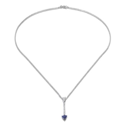 Sterling Silver w/ Black White Plating Necklace Created Sapphire,Created white sapphire (N310549CSWSK925)