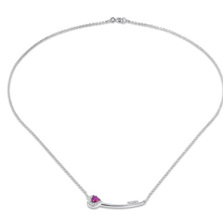 Sterling Silver w/ Black White Plating Necklace Created white sapphire,Created Ruby (N310550CRWSK925)