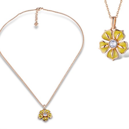 Brass w/ Rose Gold Plating Necklace Enamel,Swarovski 001 (N311055AENA6BRR)