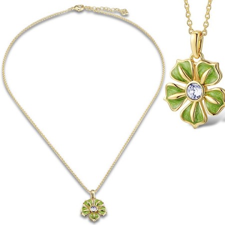 Brass w/ Yellow Gold Plating Necklace Enamel,Swarovski 001 (N311055AENA7BRY)