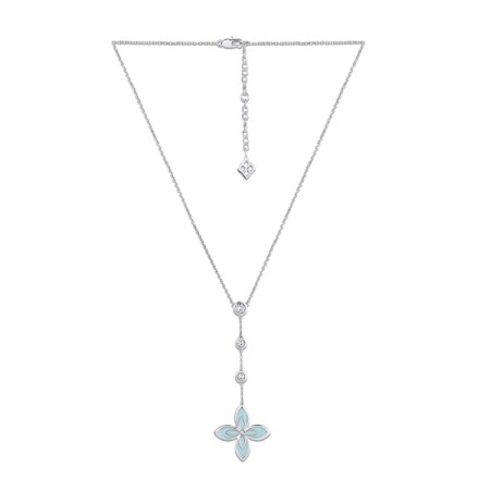 Brass w/ White Gold Plating Necklace Enamel,Swarovski 001 (N311251EA2BRW)