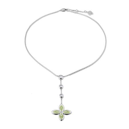 Brass w/ White Gold Plating Necklace Enamel,Swarovski 001 (N311251EA7BRW)