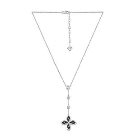 Brass w/ White Gold Plating Necklace Enamel,Swarovski 001 (N311251EABRW)