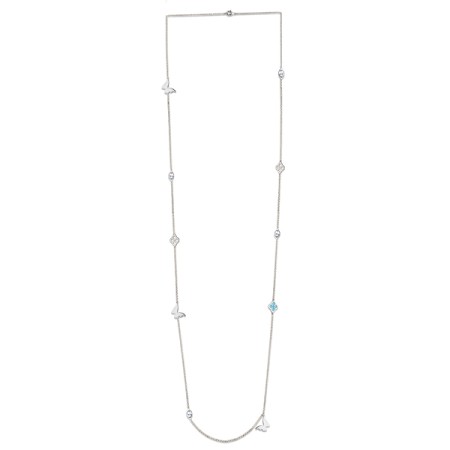 Brass w/ White Gold Plating Necklace Crystal (Chaton Gold Foiled #001),Enamel (N311259ENA4BRW)