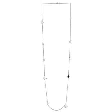 Brass w/ White Gold Plating Necklace Crystal (Chaton Gold Foiled #001),Enamel (N311259EABRW)