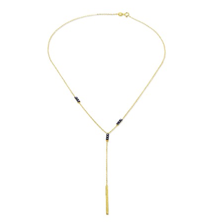 Sterling Silver w/ Yellow Black Plating Necklace Created Sapphire (N311447CRSSC925)