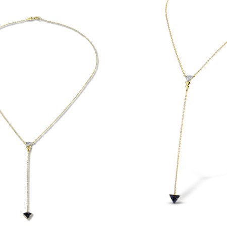 Sterling Silver w/ Yellow Black White Plating Necklace Created white sapphire,Created Sapphire (N311448CSWSZ925)