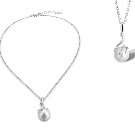 9KW Necklace Diamond,Fresh Water White Pearl (N311598FWP9KW)