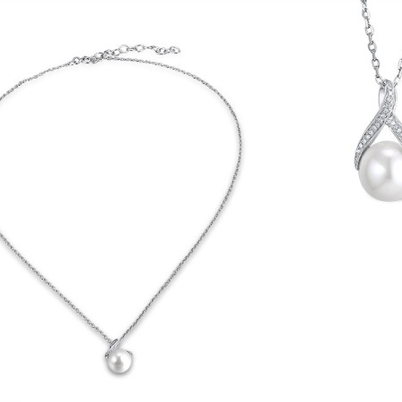 9KW Necklace Diamond,Fresh Water White Pearl (N311599FWP9KW)