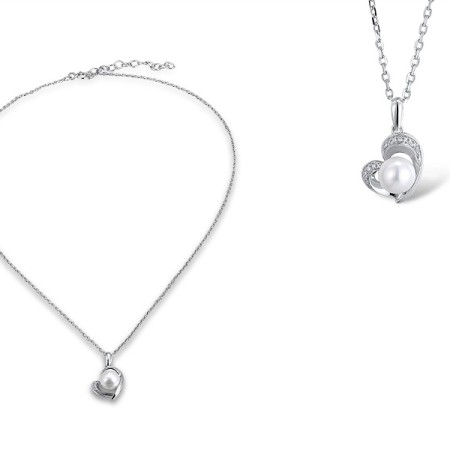 9KW Necklace Diamond,Fresh Water White Pearl (N311602FWP9KW)
