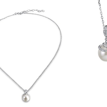 9KW Necklace Diamond,Fresh Water White Pearl (N311611FWP9KW)