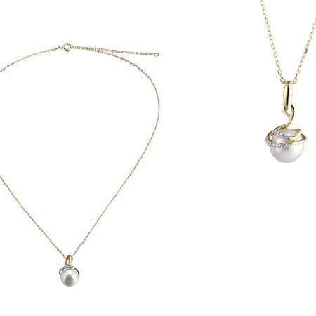 9KYW Necklace Diamond,Fresh Water White Pearl (N311617FWP9KYW)