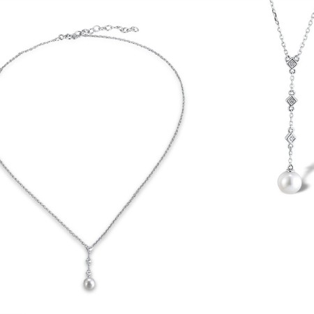 9KW Necklace Diamond,Fresh Water White Pearl (N311627FWP9KW)