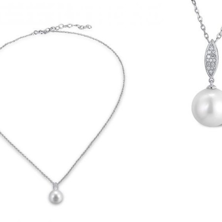 9KW Necklace Diamond,Fresh Water White Pearl (N311631FWP9KW)