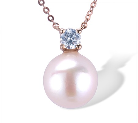 14KR Necklace Fresh Water White Pearl,Diamond (N311639AFWP14KR)