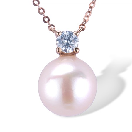 14KR Necklace Fresh Water White Pearl,Diamond (N311639AFWP14KR)