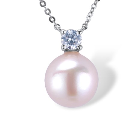 14KW Necklace Diamond,Fresh Water White Pearl (N311639AFWP14KW)