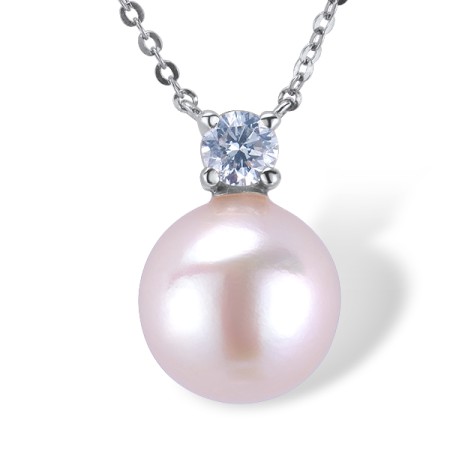 14KW Necklace Diamond,Fresh Water White Pearl (N311639AFWP14KW)