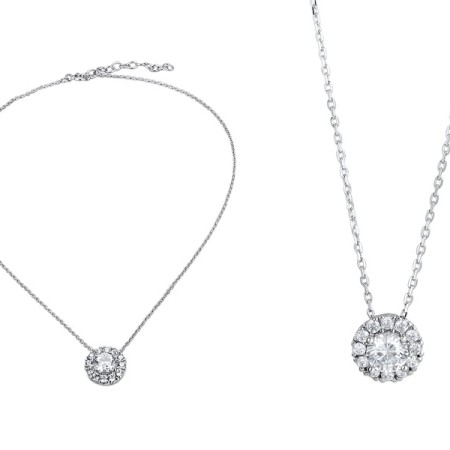 Sterling Silver Necklace White Cubic Zirconia (N312047WCZSL925)