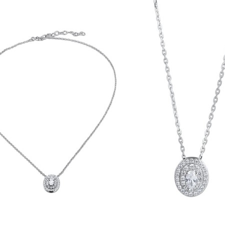 Sterling Silver Necklace White Cubic Zirconia (N312058WCZSL925)