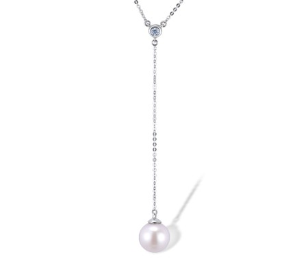 14KW Necklace Fresh Water White Pearl,Diamond (N312144AFWP14KW)