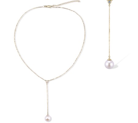 14KY Necklace Diamond,Fresh Water White Pearl (N312144AFWP14KY)