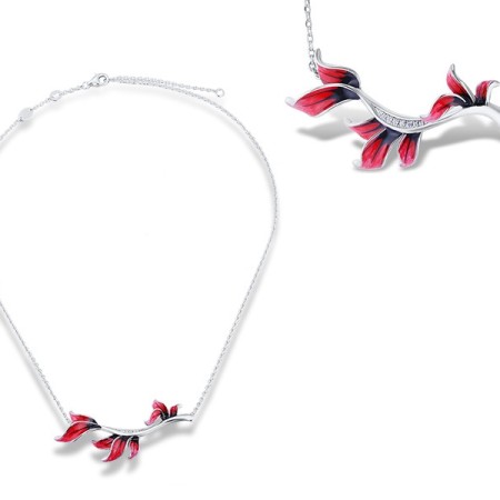 Sterling Silver Necklace Enamel,White Cubic Zirconia (N312187ENA2SL925)