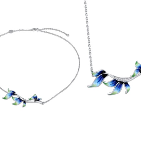 Sterling Silver Necklace White Cubic Zirconia,Enamel (N312187ENASL925)