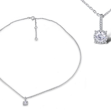 Sterling Silver Necklace White Cubic Zirconia (N312464BWCZSL925)
