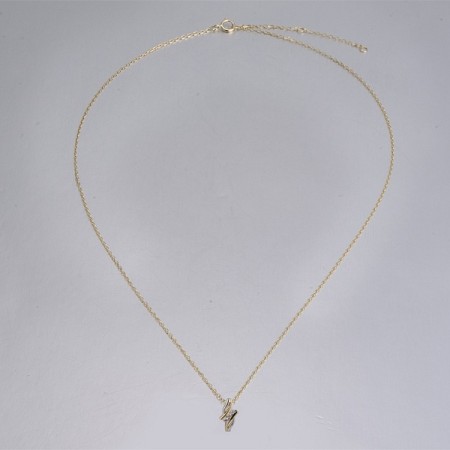 Sterling Silver w/ IONIC YELLOW PLATING Necklace White Cubic Zirconia (N312473WCZSP925)