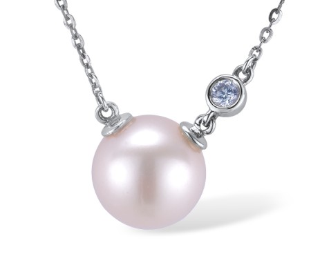 14KW Necklace Fresh Water White Pearl,Diamond (N312475FWP14KW)