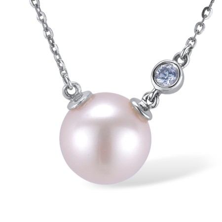 14KW Necklace Fresh Water White Pearl,Diamond (N312475FWP14KW)