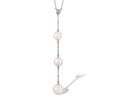 14KW Necklace Diamond,Fresh Water White Pearl (N312477FWP14KW)