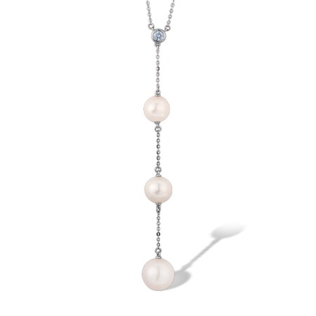 14KW Necklace Diamond,Fresh Water White Pearl (N312477FWP14KW)