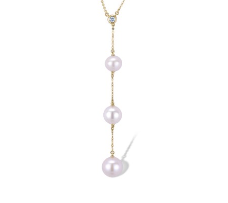 14KY Necklace Fresh Water White Pearl,Diamond (N312477FWP14KY)