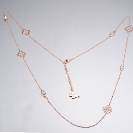 Brass w/ Rose Gold Plating Necklace Enamel,Swarovski 001 (N312601ENA8BRR)