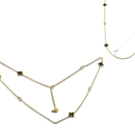 Brass w/ Yellow Gold Plating Necklace Enamel,Swarovski 001 (N312601ENABRY)