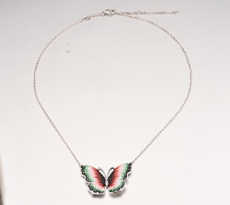 Sterling Silver Necklace Enamel,White Cubic Zirconia (N313203ENA1SL925)