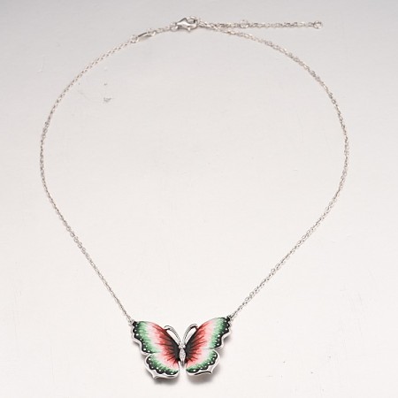 Sterling Silver Necklace Enamel,White Cubic Zirconia (N313203ENA1SL925)