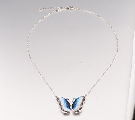 Sterling Silver Necklace Enamel,White Cubic Zirconia (N313203ENASL925)