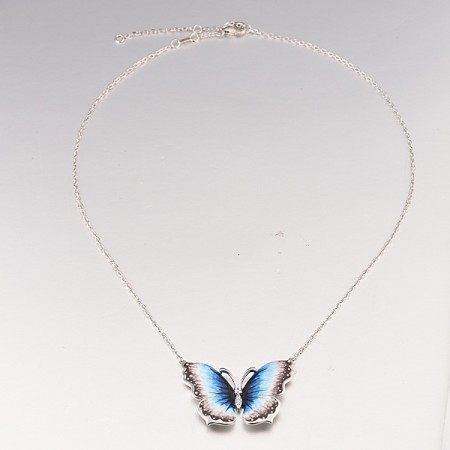 Sterling Silver Necklace Enamel,White Cubic Zirconia (N313203ENASL925)