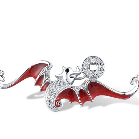 Sterling Silver Necklace Black spinel,Enamel,White Cubic Zirconia (N314307ENASL925)