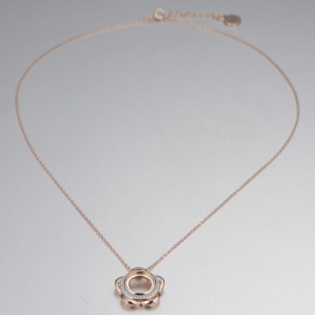 Sterling Silver w/ IONIC ROSE PLATING Necklace White Cubic Zirconia (N314324XWCZSQ925)