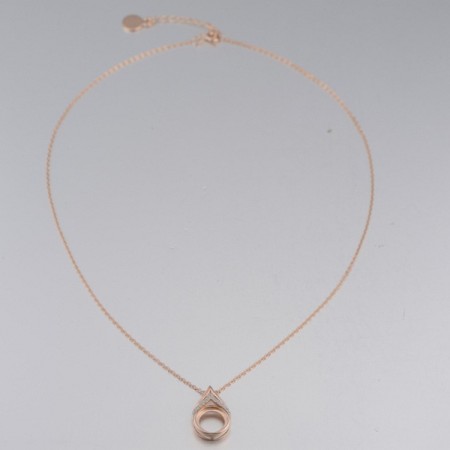 Sterling Silver w/ IONIC ROSE PLATING Necklace White Cubic Zirconia (N314348XWCZSQ925)