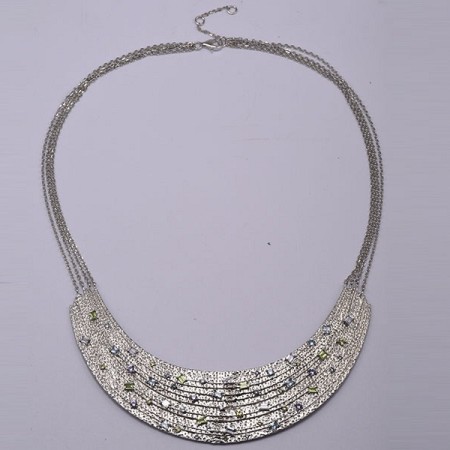 Sterling Silver Necklace Blue Spinel,Created Purple Nano Spinel,Dark Purple CZ,Green Nano Cubic Zirconia (Per (N315652BGNPSL925)