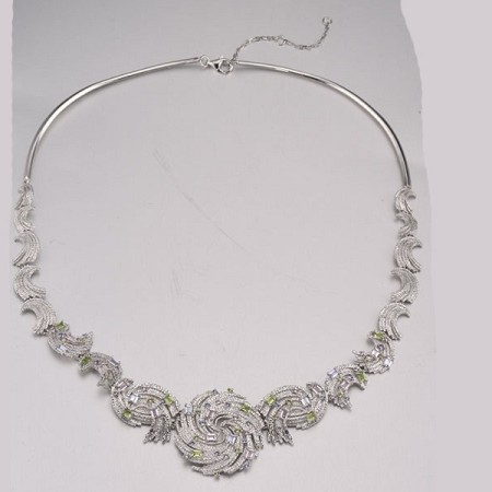 Sterling Silver Necklace Created Purple Nano Spinel,Dark Purple CZ,Green Nano Cubic Zirconia (Per,Nano pink spinel (N315699GPSZSL925)