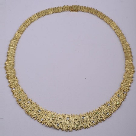 Sterling Silver w/ Yellow Plating Necklace Blue Spinel,Created Purple Nano Spinel,Dark Purple CZ,Green Nano Cubic Zirconia (Per (N315722BGNPSY925)