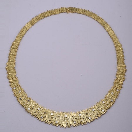 Sterling Silver w/ Yellow Plating Necklace White Cubic Zirconia (N315722WCZSY925)