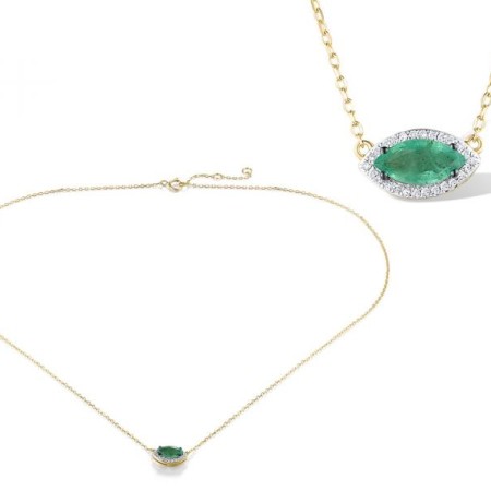 14KYWB Necklace Diamond,Emerald (N319068EMR14KYWB)